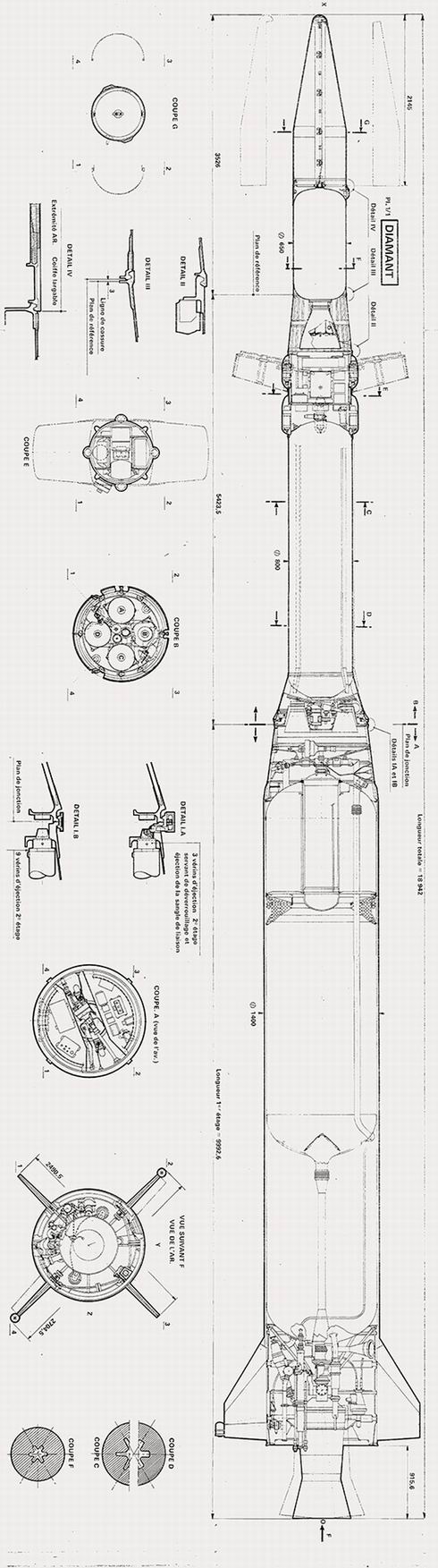 Plan de la fusée Diamant, 1965