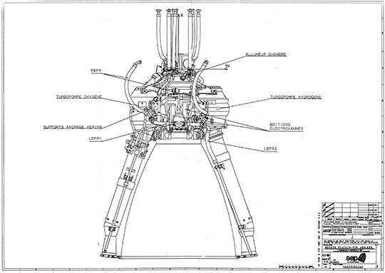 Plan du moteur Vulcain du lanceur Ariane 5, 1996